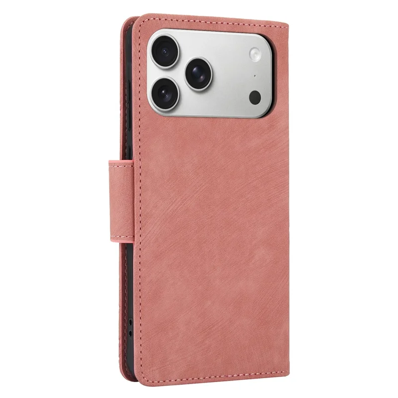 iPhone 17 Pro Hülle Blume Schmetterling Leder Brieftasche Handyhülle mit Handschlaufe - Pink