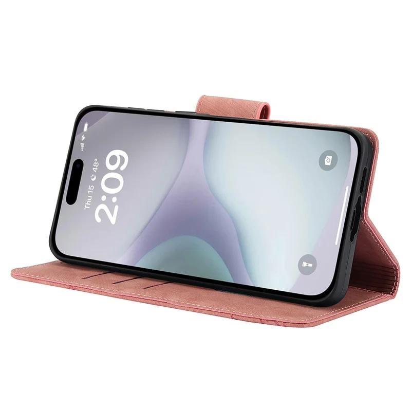 iPhone 17 Pro Hülle Blume Schmetterling Leder Brieftasche Handyhülle mit Handschlaufe - Pink