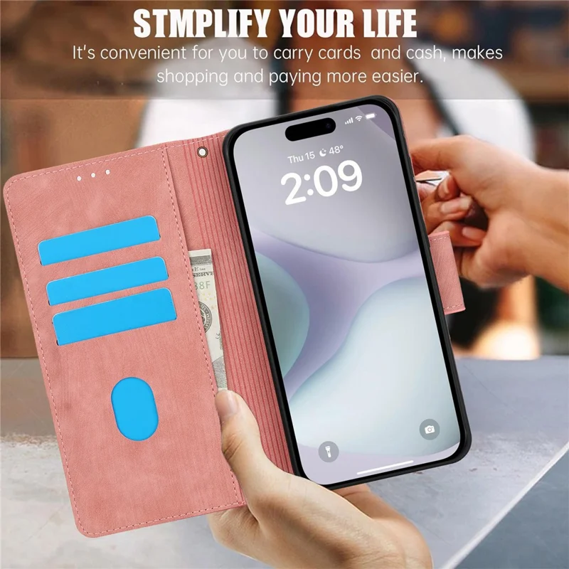 SY-001 For iPhone Air Case Flower Butterfly Leather Wallet Phone Cover with Hand Strap - Pink