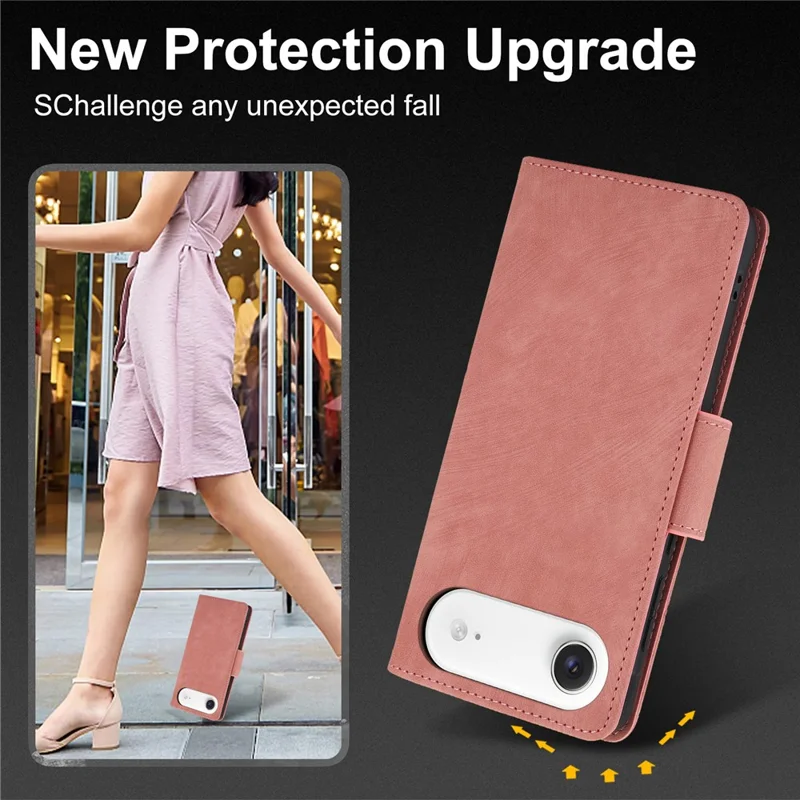 SY-001 For iPhone Air Case Flower Butterfly Leather Wallet Phone Cover with Hand Strap - Pink