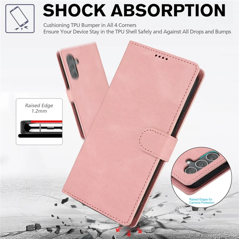 Voor Samsung Galaxy S26+ Case PU Leather Telefoonhoesje met Portemonnee en Stand - Roze