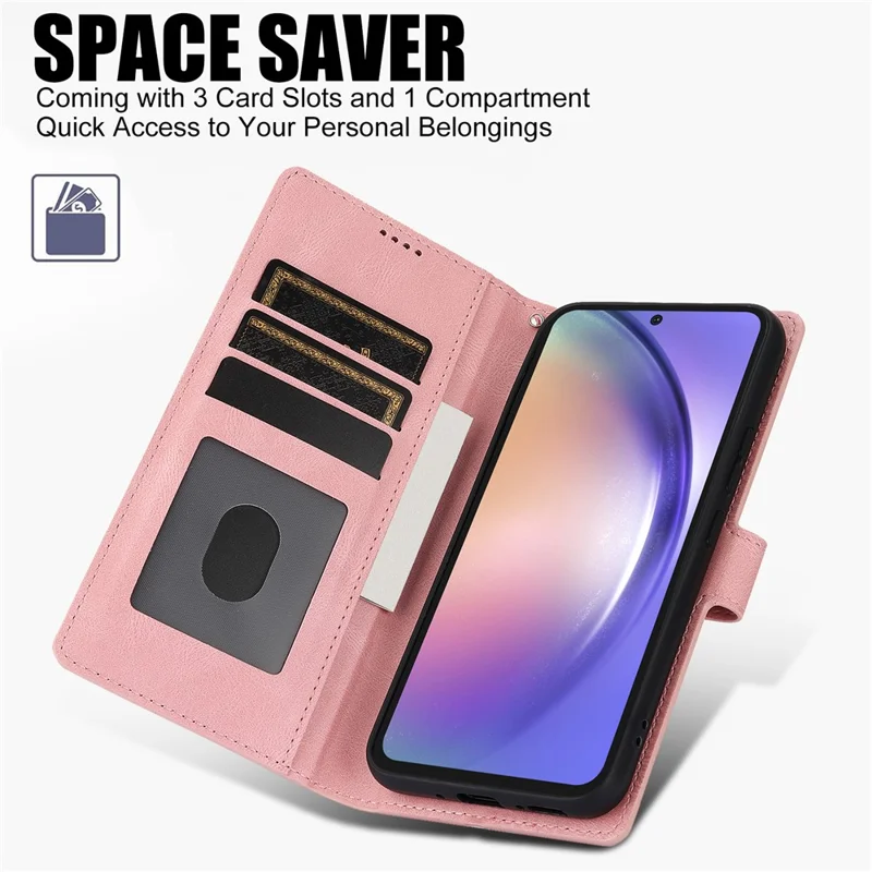 Voor Samsung Galaxy S26+ Case PU Leather Telefoonhoesje met Portemonnee en Stand - Roze