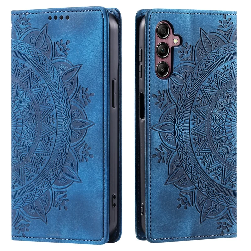 Samsung Galaxy S26+ Hülle Magnetischer Verschluss Lederhandy-Abdeckung Muster Geprägt - Blau