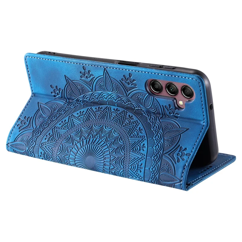 Samsung Galaxy S26+ Hülle Magnetischer Verschluss Lederhandy-Abdeckung Muster Geprägt - Blau