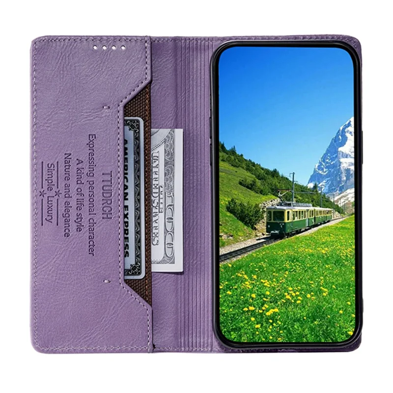 TTUDRCH Style 007 For Samsung Galaxy S26+ Leather Case RFID Blocking Wallet Stand Phone Cover - Purple