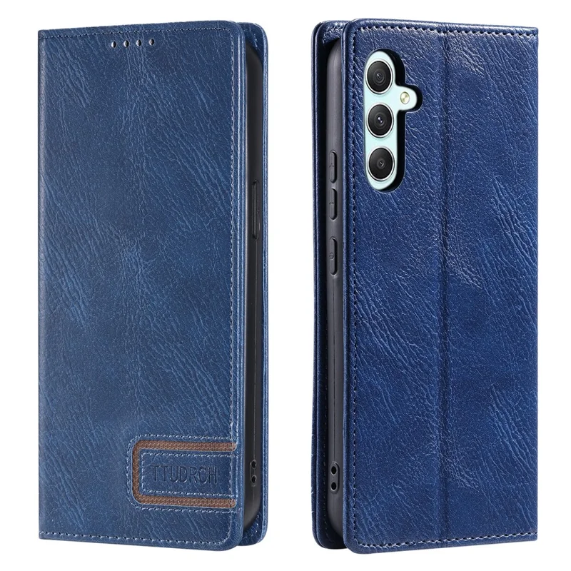 TTUDRCH Style 007 For Samsung Galaxy A37 5G Leather Case RFID Blocking Wallet Stand Phone Cover - Blue
