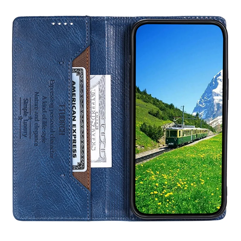 TTUDRCH Style 007 For Samsung Galaxy A37 5G Leather Case RFID Blocking Wallet Stand Phone Cover - Blue