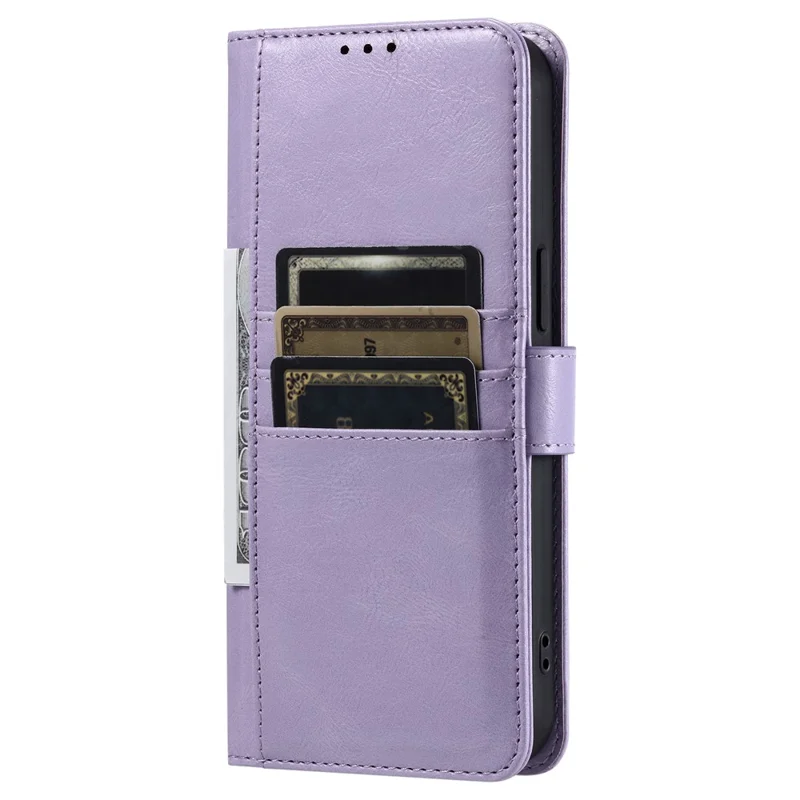 For Samsung Galaxy A57 5G Case 6 Card Slots PU Leather Anti-Fall Phone Cover with Wrist Strap - Purple