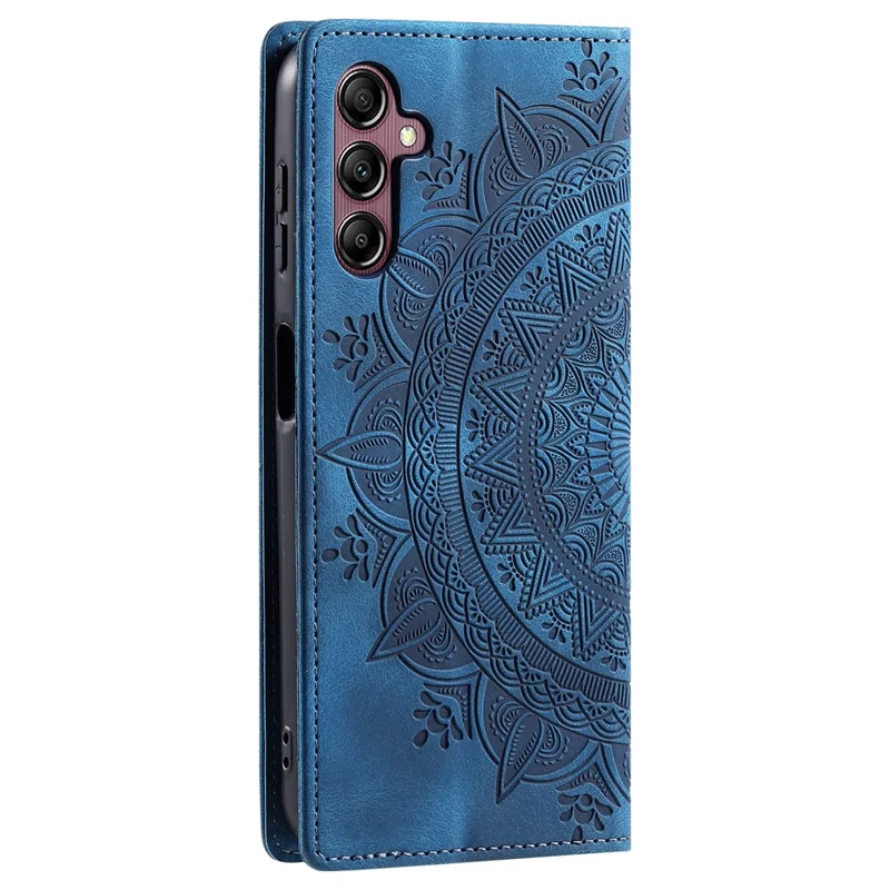 For Samsung Galaxy A57 Etui med magnetisk lukning i læder med trykt mønster - Blå