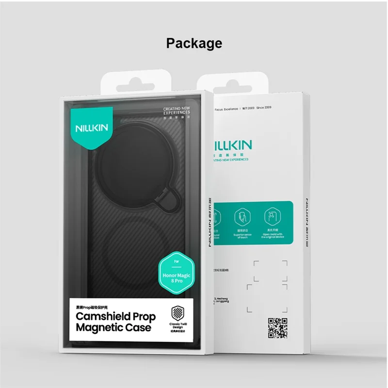 NILLKIN Camshield Prop Série magnétique pour Honor Magic8 Pro 5G Étui compatible avec MagSafe Couvercle de lentille claire Boîtier de téléphone PC TPU - Noir