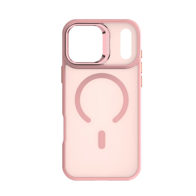For iPhone 17 Pro Case Foldable Kickstand Matte PC + TPU Phone Cover Compatible with MagSafe - Pink