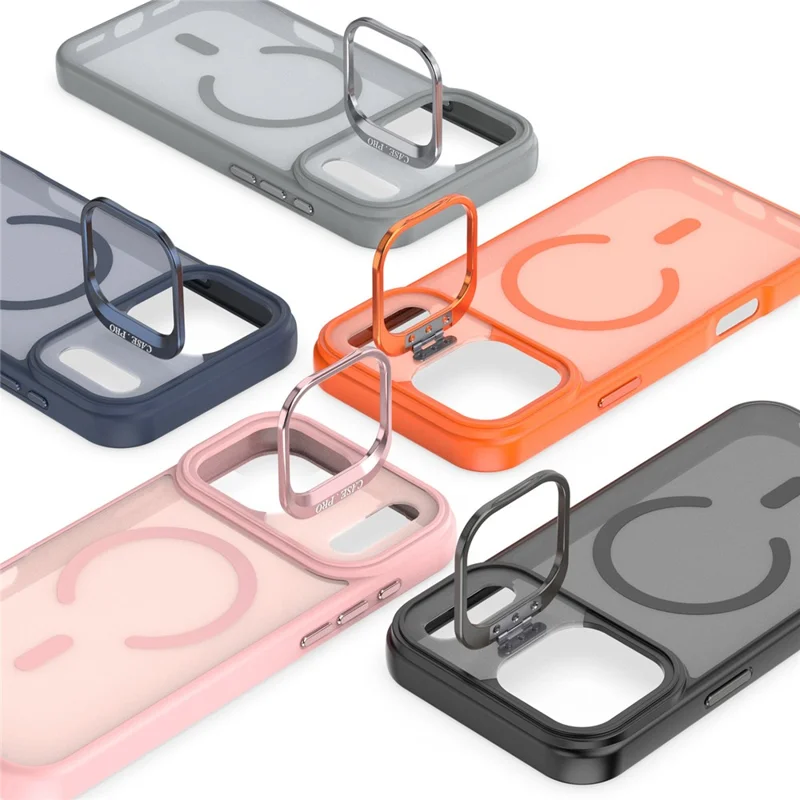 For iPhone 17 Pro Case Foldable Kickstand Matte PC + TPU Phone Cover Compatible with MagSafe - Pink