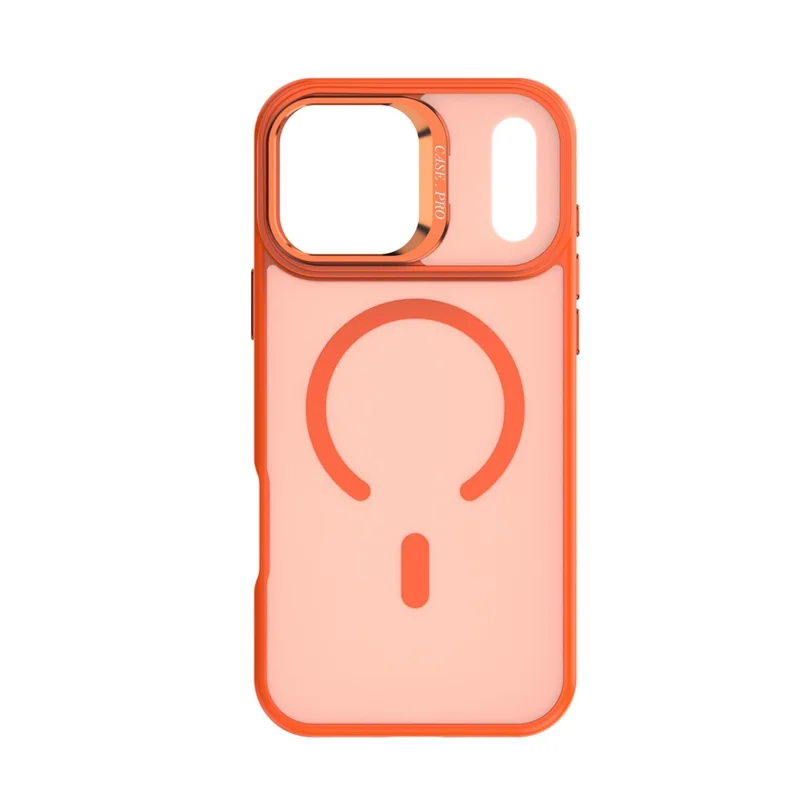 Funda para iPhone 17 Pro Max con soporte plegable, cubierta de teléfono de PC mate + TPU compatible con MagSafe - Naranja