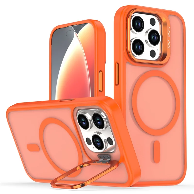 Étui pour iPhone 13 Pro Max Pliable avec support Matte PC + Housse de téléphone TPU Compatible avec MagSafe - Orange