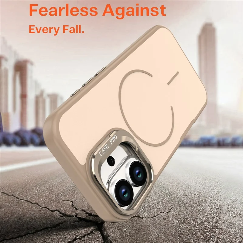 Für iPhone 17 Hülle kompatibel mit MagSafe Skin-touch PC + TPU Handyhülle mit faltbarem Ständer - Wüstengold