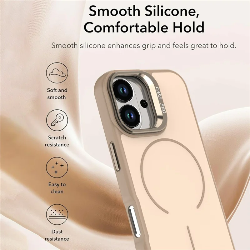 Für iPhone 17 Hülle kompatibel mit MagSafe Skin-touch PC + TPU Handyhülle mit faltbarem Ständer - Wüstengold