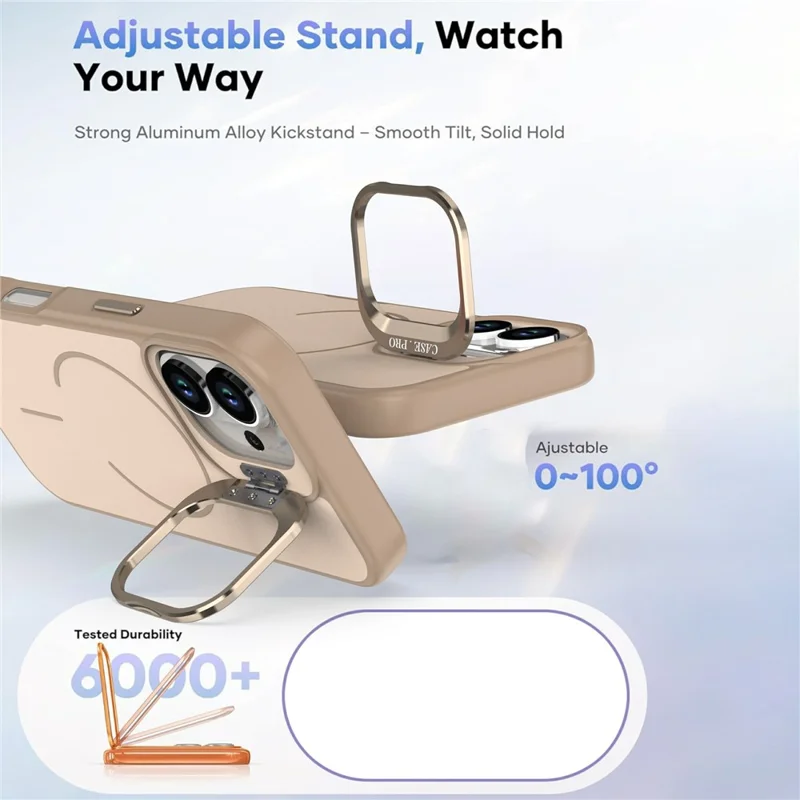 Für iPhone 17 Hülle kompatibel mit MagSafe Skin-touch PC + TPU Handyhülle mit faltbarem Ständer - Wüstengold