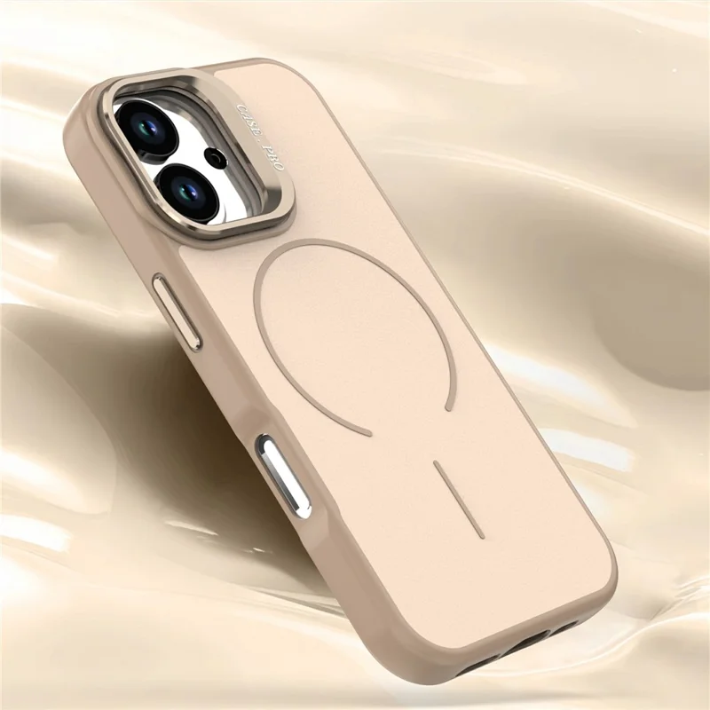 Für iPhone 17 Hülle kompatibel mit MagSafe Skin-touch PC + TPU Handyhülle mit faltbarem Ständer - Wüstengold