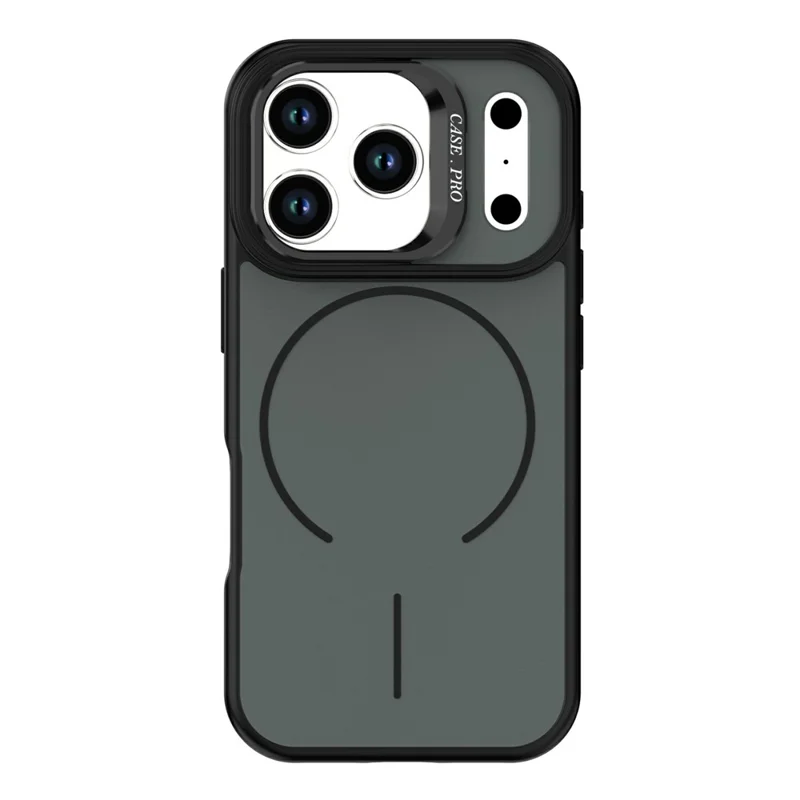 For iPhone 17 Pro Max Case Compatible with MagSafe Skin-touch PC + TPU Phone Cover with Foldable Kickstand - Black