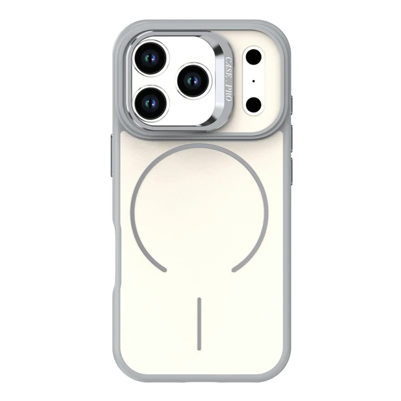 For iPhone 17 Pro Max Case Compatible with MagSafe Skin-touch PC + TPU Phone Cover with Foldable Kickstand - Grey