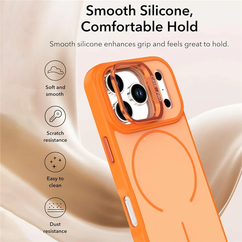 For iPhone 17 Pro Max Case Compatible with MagSafe Skin-touch PC + TPU Phone Cover with Foldable Kickstand - Grey