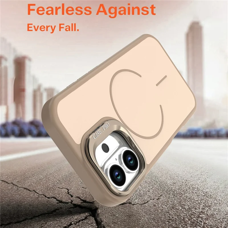 For iPhone 16 Plus Case Compatible with MagSafe Skin-touch PC + TPU Phone Cover with Foldable Kickstand - Desert Gold