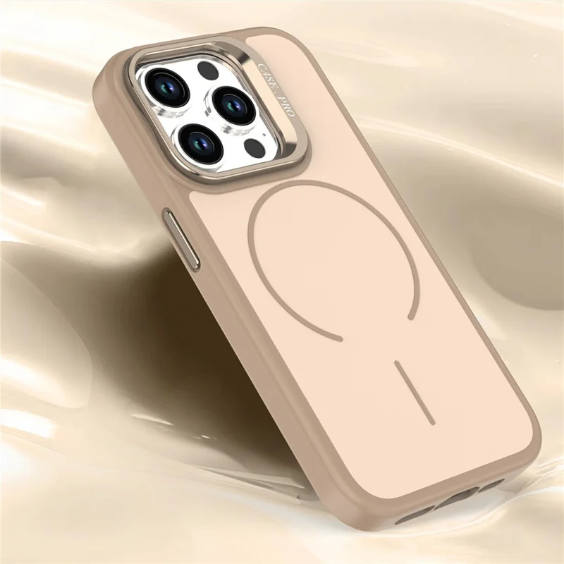 For iPhone 14 Pro Case Compatible with MagSafe Skin-touch PC + TPU Phone Cover with Foldable Kickstand - Desert Gold