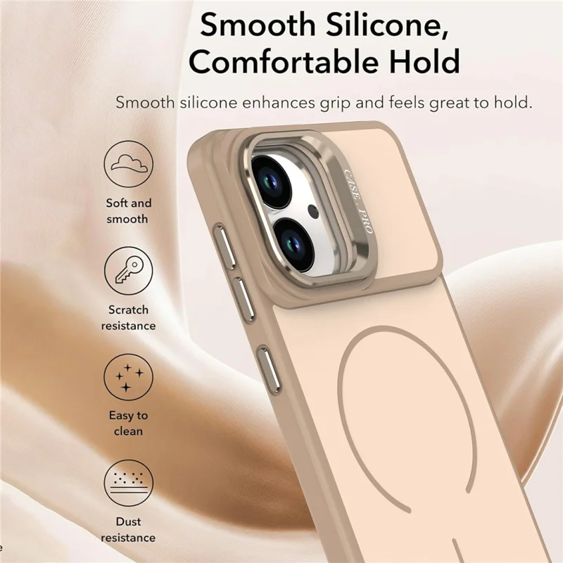 Custodia per Samsung Galaxy S26 Edge compatibile con MagSafe Skin-touch PC + Copertura del telefono TPU con supporto pieghevole - Oro deserto