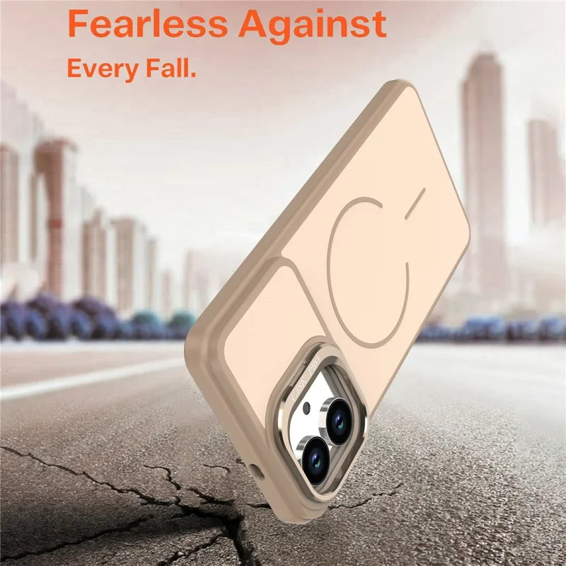 Custodia per Samsung Galaxy S26 Edge compatibile con MagSafe Skin-touch PC + Copertura del telefono TPU con supporto pieghevole - Oro deserto