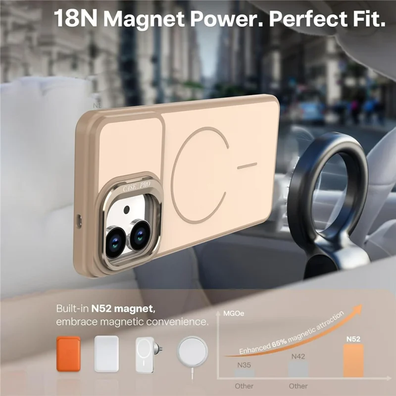 Custodia per Samsung Galaxy S26 Edge compatibile con MagSafe Skin-touch PC + Copertura del telefono TPU con supporto pieghevole - Oro deserto