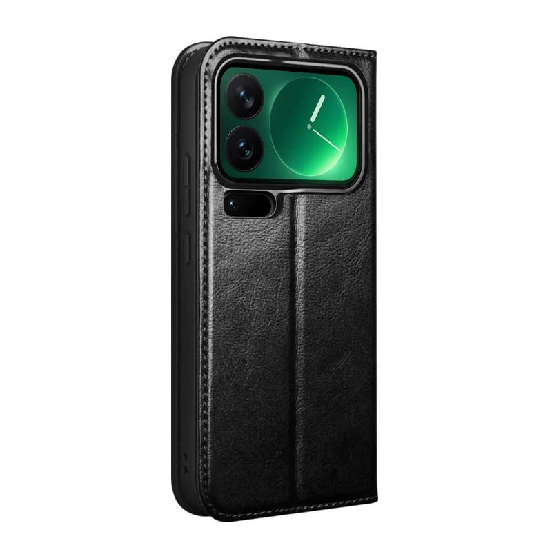 QIALINO Pour Xiaomi 17 Pro Max Étui Portefeuille en Cuir de Vache Véritable Support de Carte Support - Noir