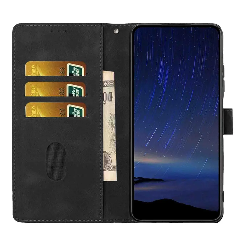 For Samsung Galaxy S26+ Flip Case Cherry Blossom Pattern Leather Wallet Stand Phone Cover with Wrist Strap - Black