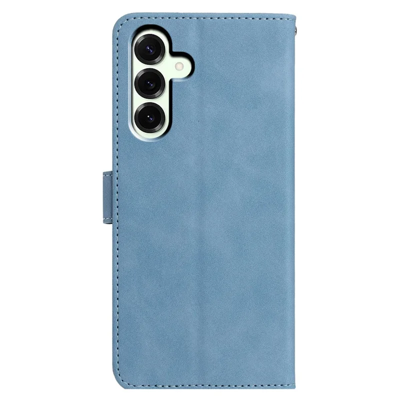 For Samsung Galaxy A57 5G Case Butterfly Flower Imprinted PU Leather Wallet Stand Phone Cover - Sky Blue