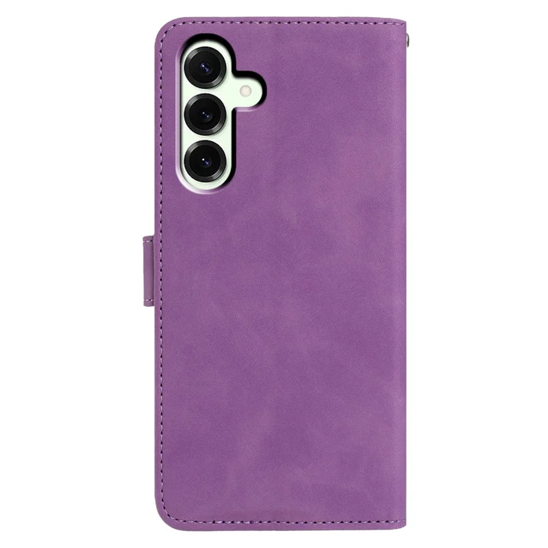 For Samsung Galaxy A37 5G Case Butterfly Flower Imprinted PU Leather Wallet Stand Phone Cover - Purple