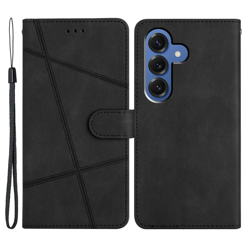 Zachte Beschermhoes voor Samsung Galaxy S26+ met Crazy Horse-structuur, PU-leder Portemonnee Stand Hoofdtelefoonhouder - Zwart