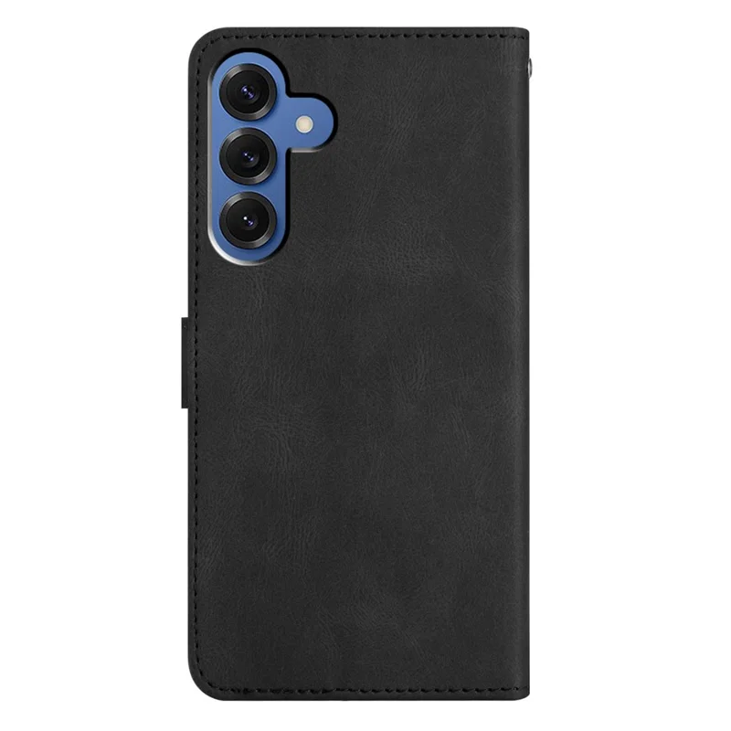 Zachte Beschermhoes voor Samsung Galaxy S26+ met Crazy Horse-structuur, PU-leder Portemonnee Stand Hoofdtelefoonhouder - Zwart