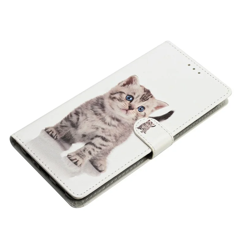 For Samsung Galaxy A37 5G Wallet Case PU Leather Pattern Printing Stand Phone Cover with Strap - Cute Cat