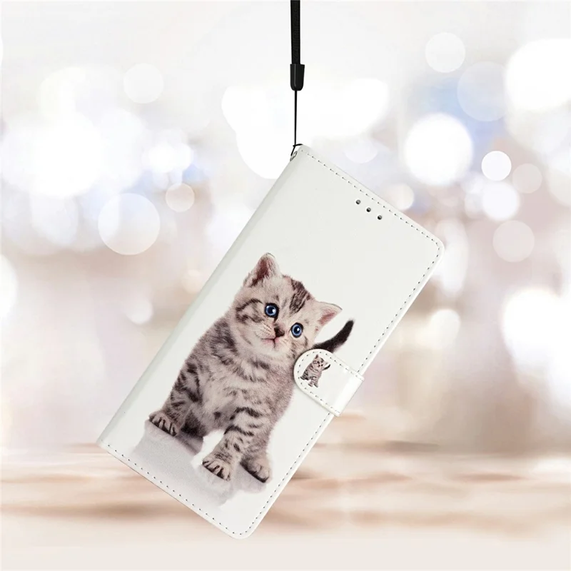 For Samsung Galaxy A37 5G Wallet Case PU Leather Pattern Printing Stand Phone Cover with Strap - Cute Cat