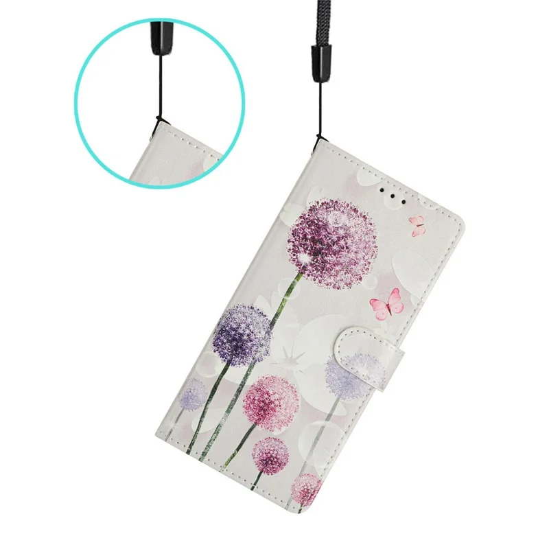 For Samsung Galaxy A57 Case Pattern Printing Wallet Stand Flip Leather Phone Cover with Strap - Dandelion