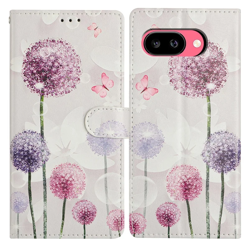 For Google Pixel 10a Case Pattern Printing Wallet Stand Flip Leather Phone Cover with Strap - Dandelion