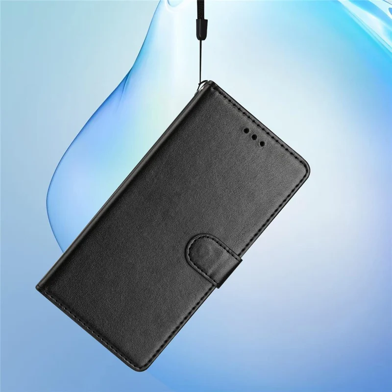 Für Samsung Galaxy A37 Lederhülle Brieftasche Ständer Telefonabdeckung mit praktischem Trageriemen - Schwarz