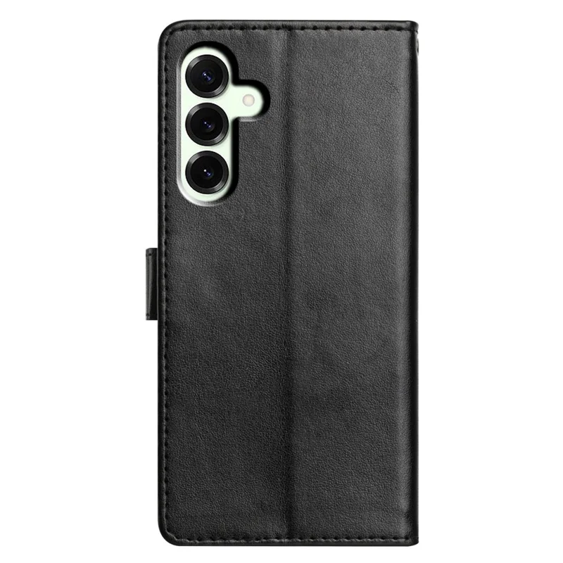 Für Samsung Galaxy A37 Lederhülle Brieftasche Ständer Telefonabdeckung mit praktischem Trageriemen - Schwarz
