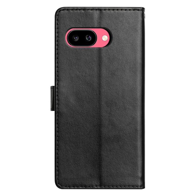For Google Pixel 10a Leather Case Wallet Stand Phone Cover with Handy Strap - Black