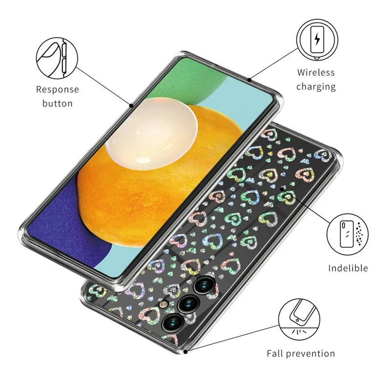 For Samsung Galaxy A14 5G / A14 4G IMD Phone Case Pattern Printing Soft TPU Shockproof Back Cover - Love Heart