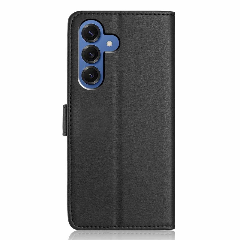 For Samsung Galaxy S26+ Wallet Case with Strap / Multiple Card Slots Solid Color Leather Stand Phone Cover - Black - 6