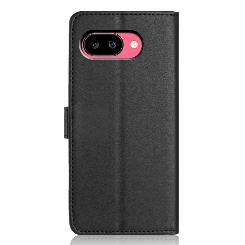 For Google Pixel 10a Wallet Case with Strap   /   Multiple Card Slots Solid Color Leather Stand Phone Cover - Black