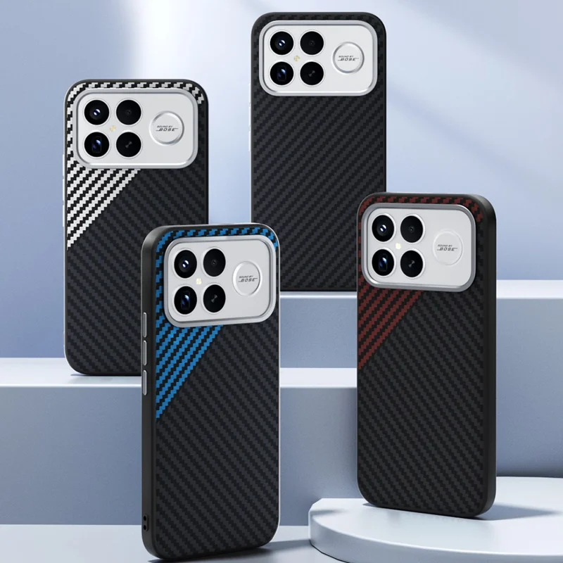 ABEEL Для Xiaomi Redmi K90 Pro Max 5G Чехол Совместимый с MagSafe Текстура углеродного волокна Задняя крышка - Черный / Красный