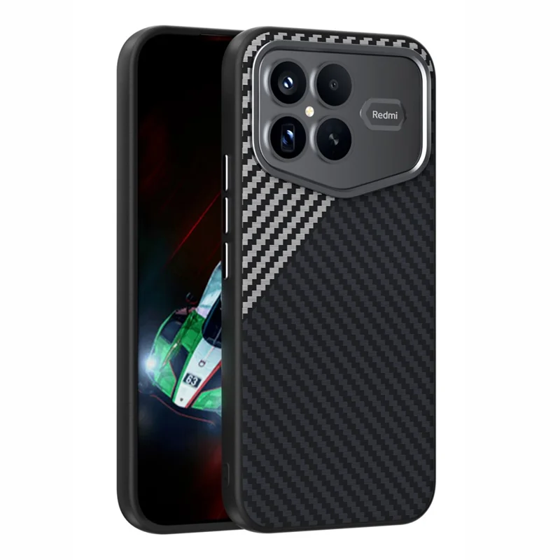 ABEEL For Xiaomi Redmi K90 Pro Max Champion Edition Magnetic Case Carbon Fiber Texture Back Cover - Black  /  Silver