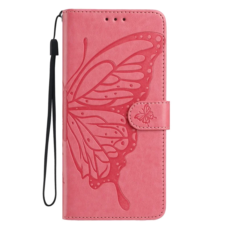 Voor Samsung Galaxy A37 Hoesje Vlinder Afdruk Portemonnee Stand PU Leren Flip Hoesje met Bandje - Roze