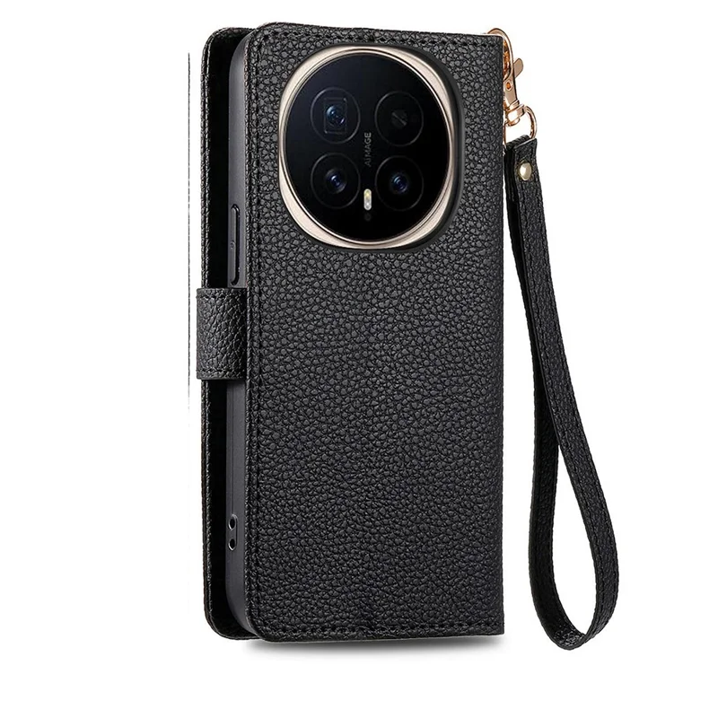 للهاتف Honor Magic8 Pro 5G غطاء جلد بمحفظة مع حزام وجيوب بسحاب وتقنية حجب إشارات RFID - أسود